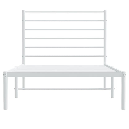 Bedframe Metaal 80 x 200 cm Wit met hoofdbord