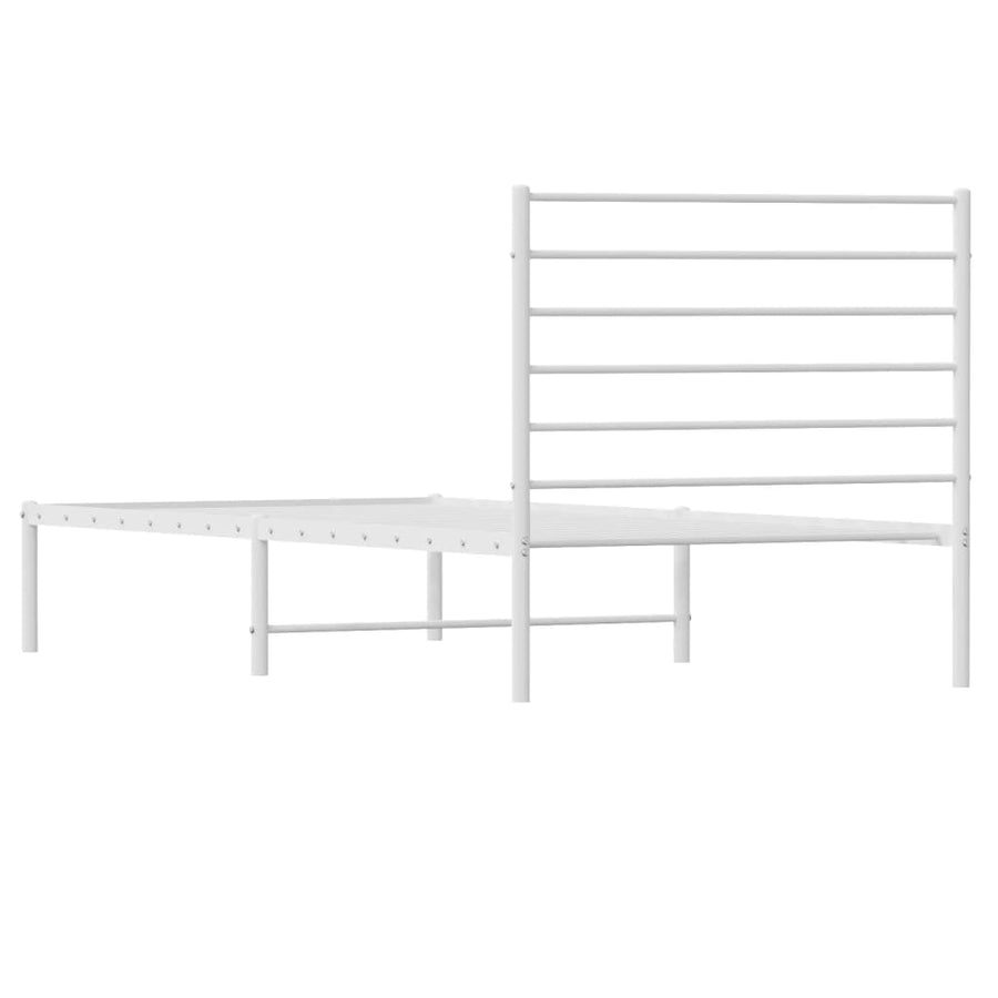 Bedframe Metaal 80 x 200 cm Wit met hoofdbord