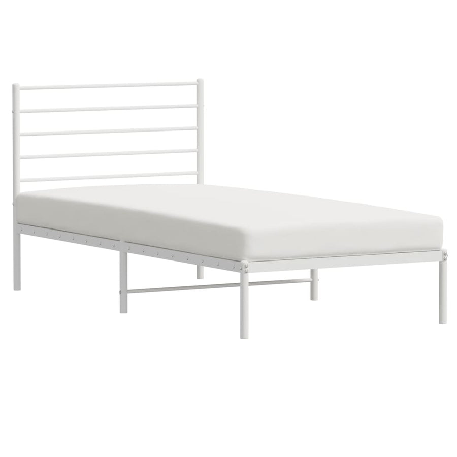 Bedframe Metaal 90 x 200 cm Wit met hoofdbord