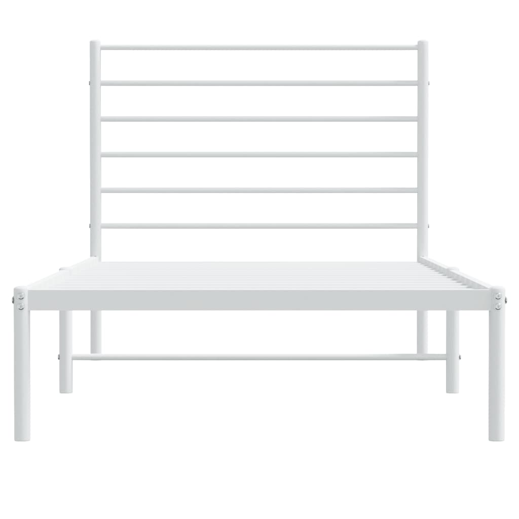 Bedframe Metaal 90 x 200 cm Wit met hoofdbord