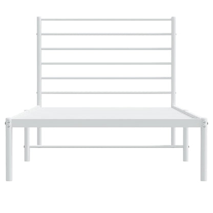 Bedframe Metaal 90 x 200 cm Wit met hoofdbord