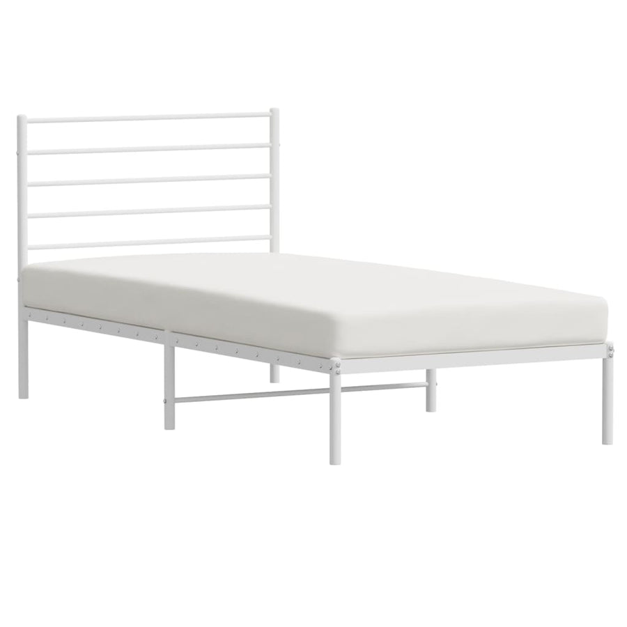 Bedframe Metaal 100 x 200 cm Wit met hoofdbord