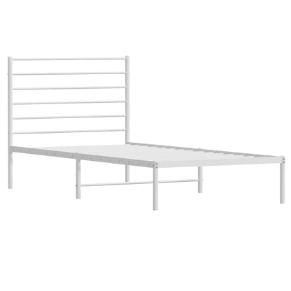 Bedframe Metaal 100 x 200 cm Wit met hoofdbord