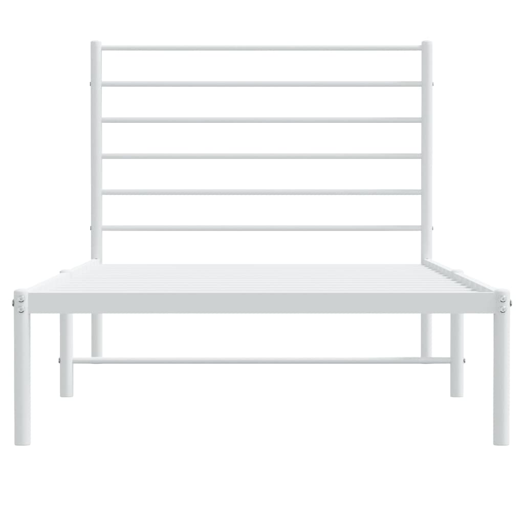 Bedframe Metaal 100 x 200 cm Wit met hoofdbord