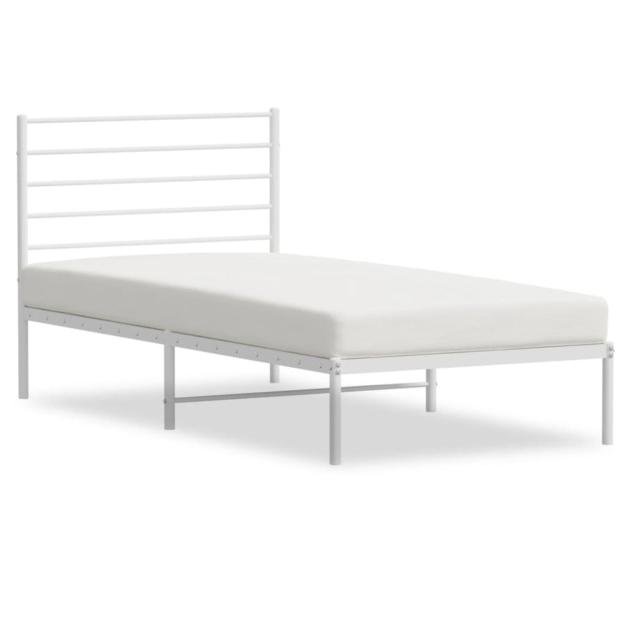 Bedframe Metaal 107 x 203 cm Wit met hoofdbord