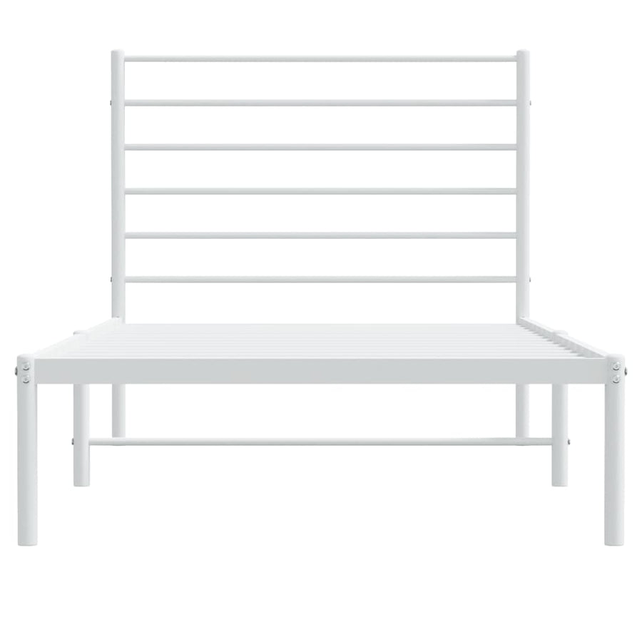 Bedframe Metaal 107 x 203 cm Wit met hoofdbord
