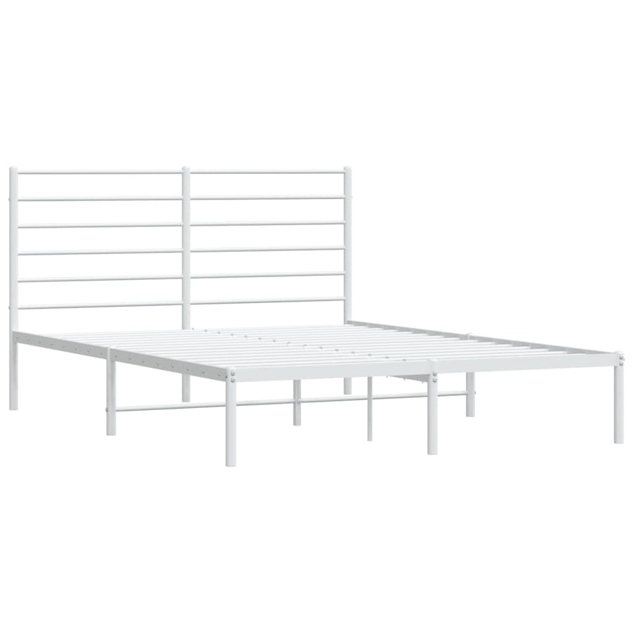 Bedframe Metaal 120 x 190 cm Wit met hoofdbord