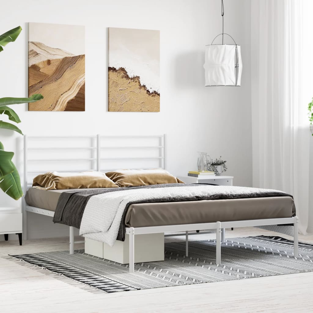 Bedframe Metaal 120 x 200 cm Wit met hoofdbord