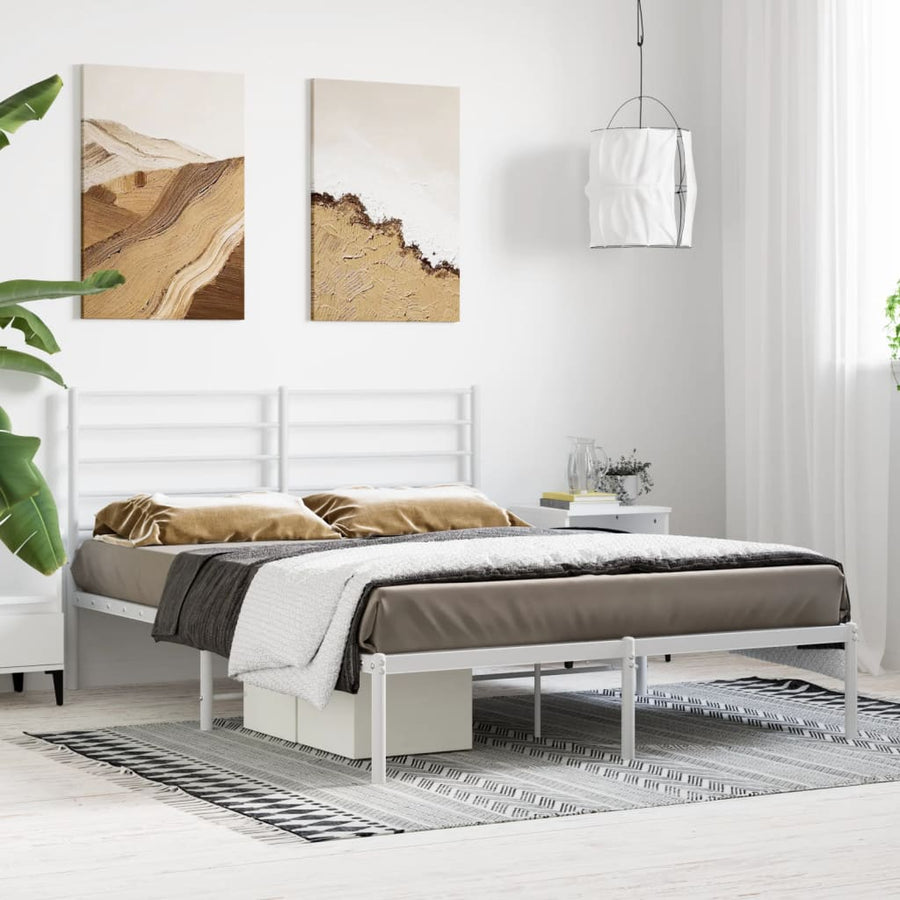Bedframe Metaal 120 x 200 cm Wit met hoofdbord