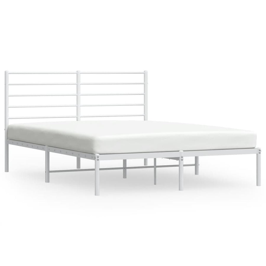 Bedframe Metaal 135 x 190 cm Wit met hoofdbord