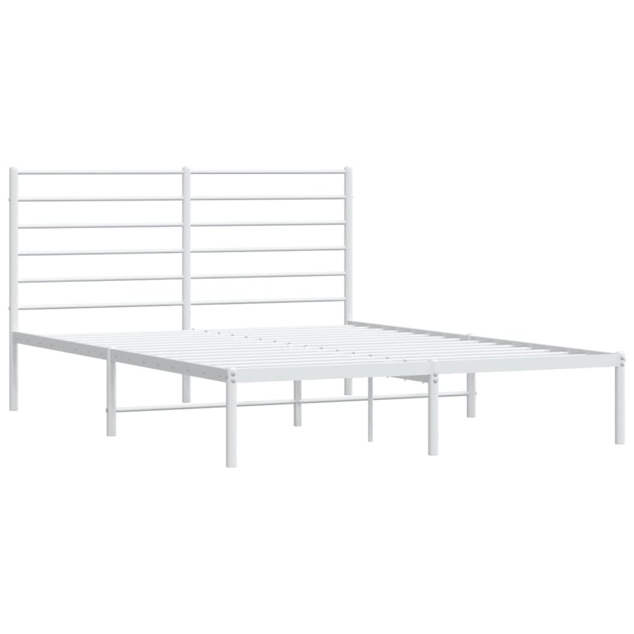 Bedframe Metaal 135 x 190 cm Wit met hoofdbord