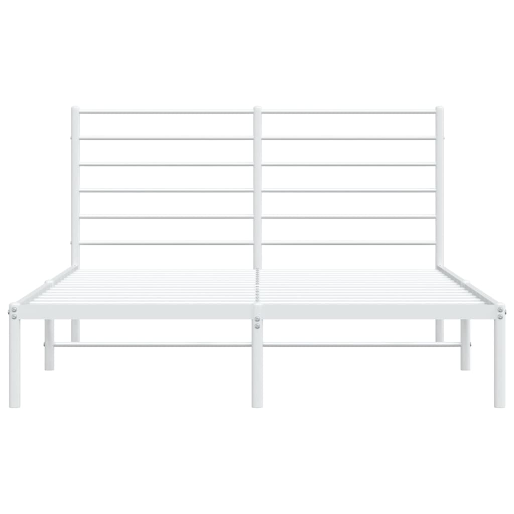 Bedframe Metaal 135 x 190 cm Wit met hoofdbord