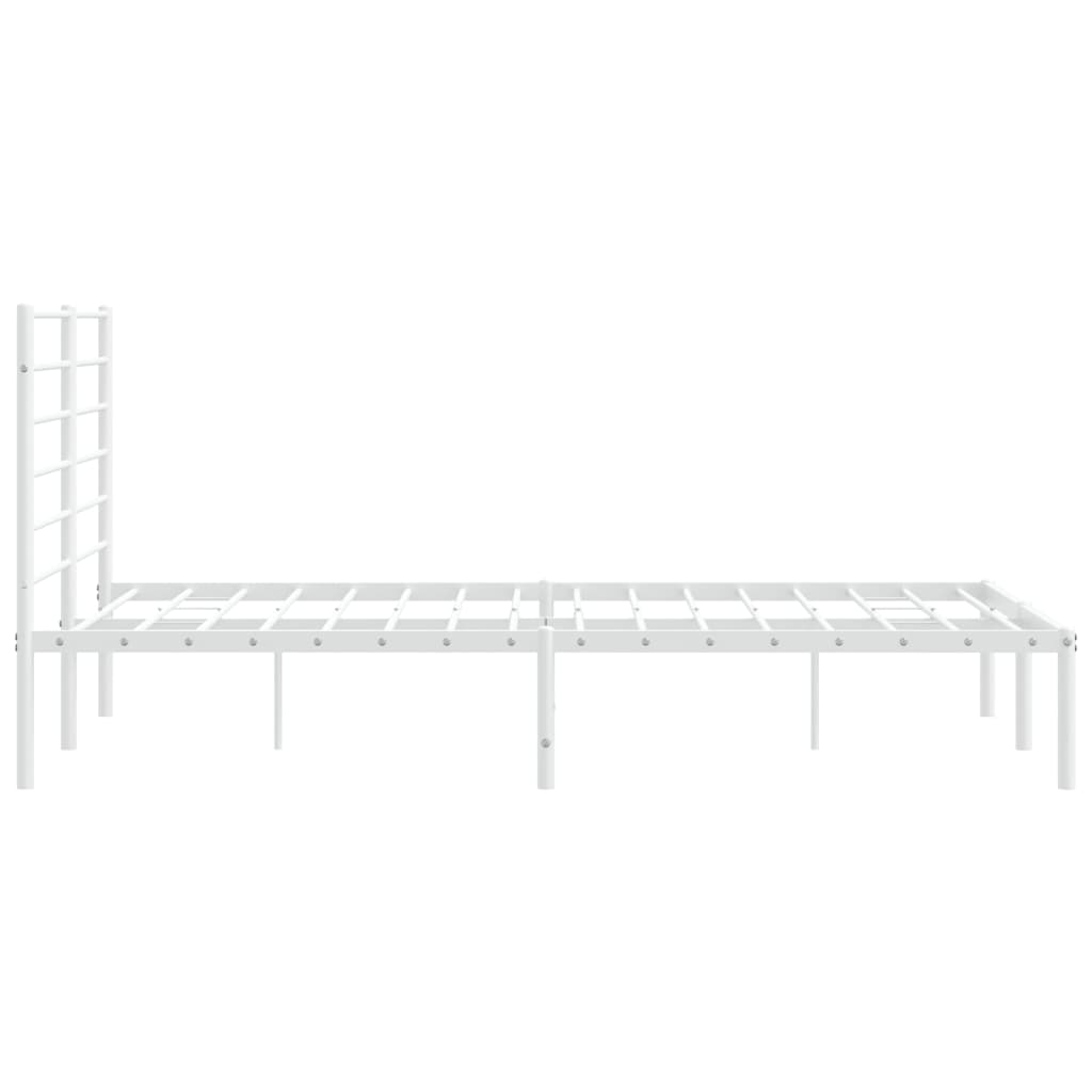 Bedframe Metaal 135 x 190 cm Wit met hoofdbord
