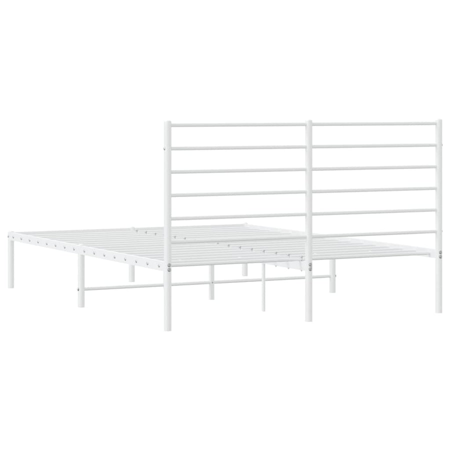 Bedframe Metaal 135 x 190 cm Wit met hoofdbord