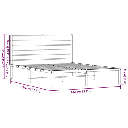 Bedframe Metaal 135 x 190 cm Wit met hoofdbord