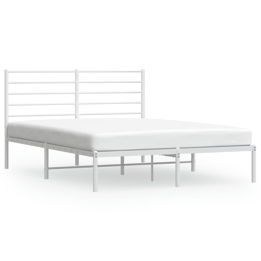 Bedframe Metaal 140 x 190 cm Wit met hoofdbord