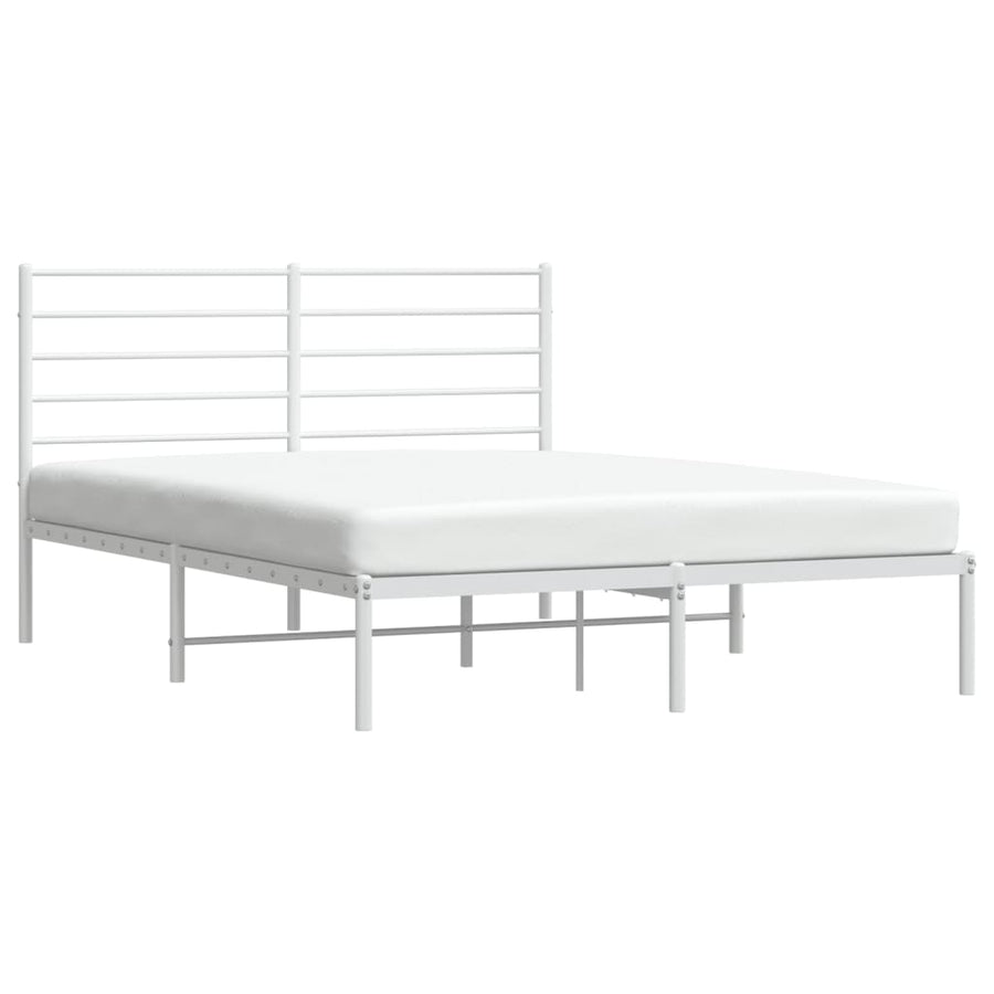 Bedframe Metaal 140 x 190 cm Wit met hoofdbord