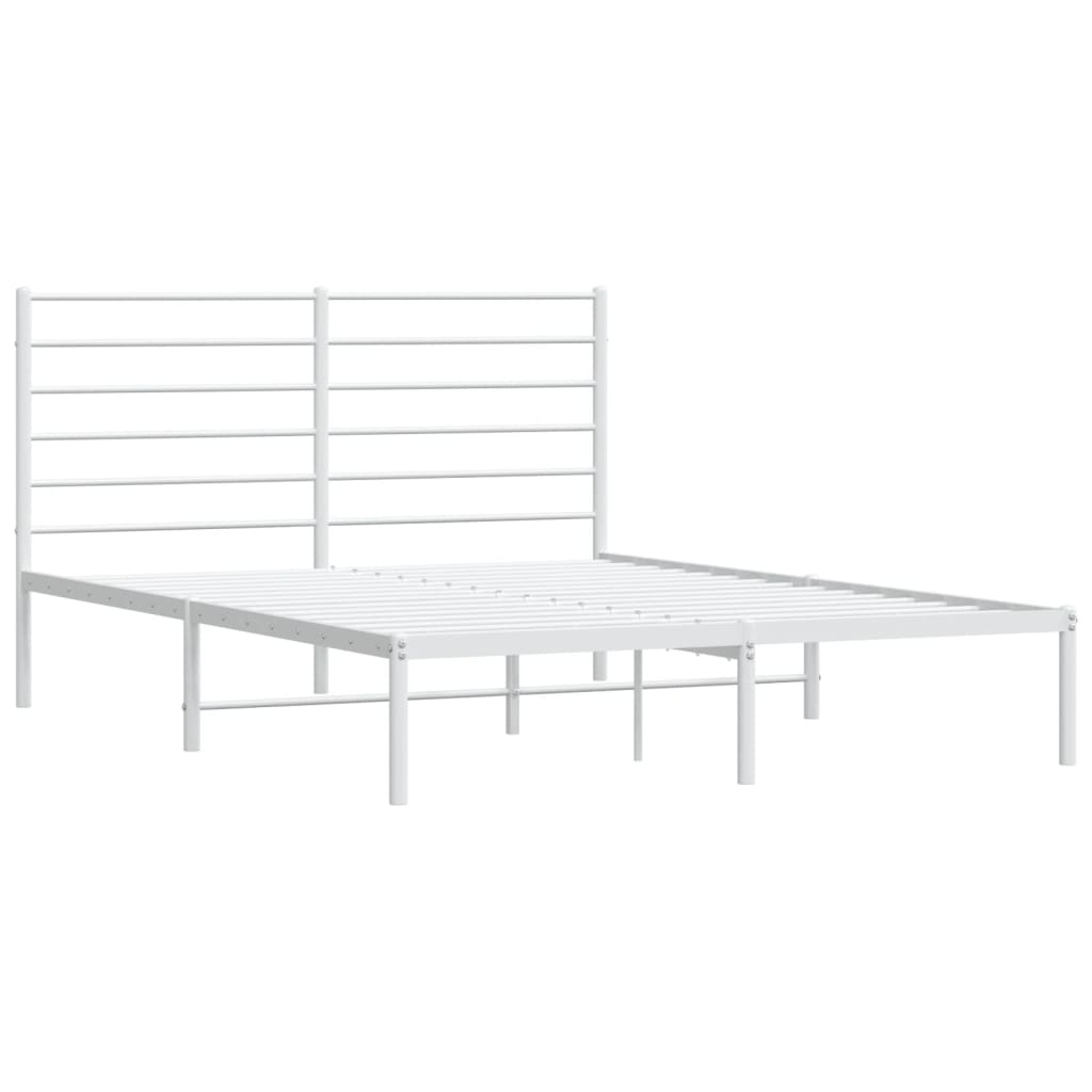 Bedframe Metaal 140 x 190 cm Wit met hoofdbord