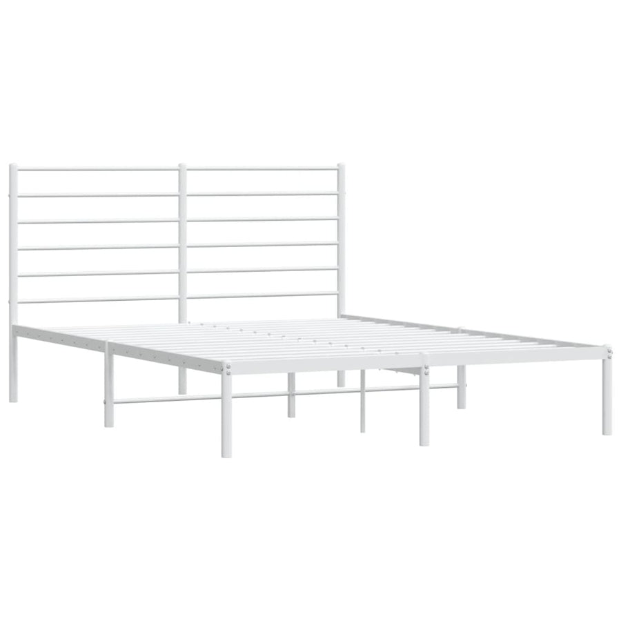 Bedframe Metaal 140 x 190 cm Wit met hoofdbord