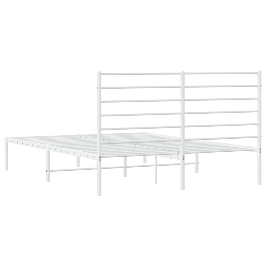Bedframe Metaal 140 x 190 cm Wit met hoofdbord