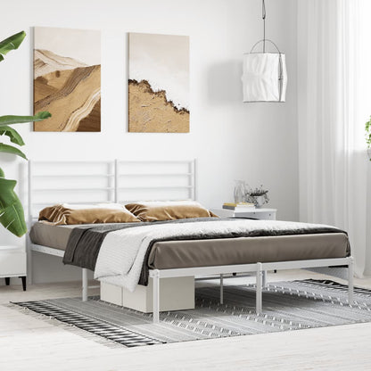 Bedframe Metaal 140 x 200 cm Wit met hoofdbord
