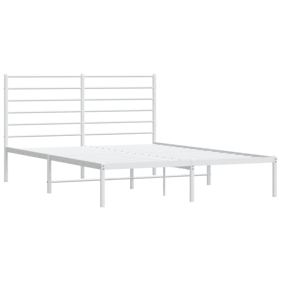 Bedframe Metaal 140 x 200 cm Wit met hoofdbord