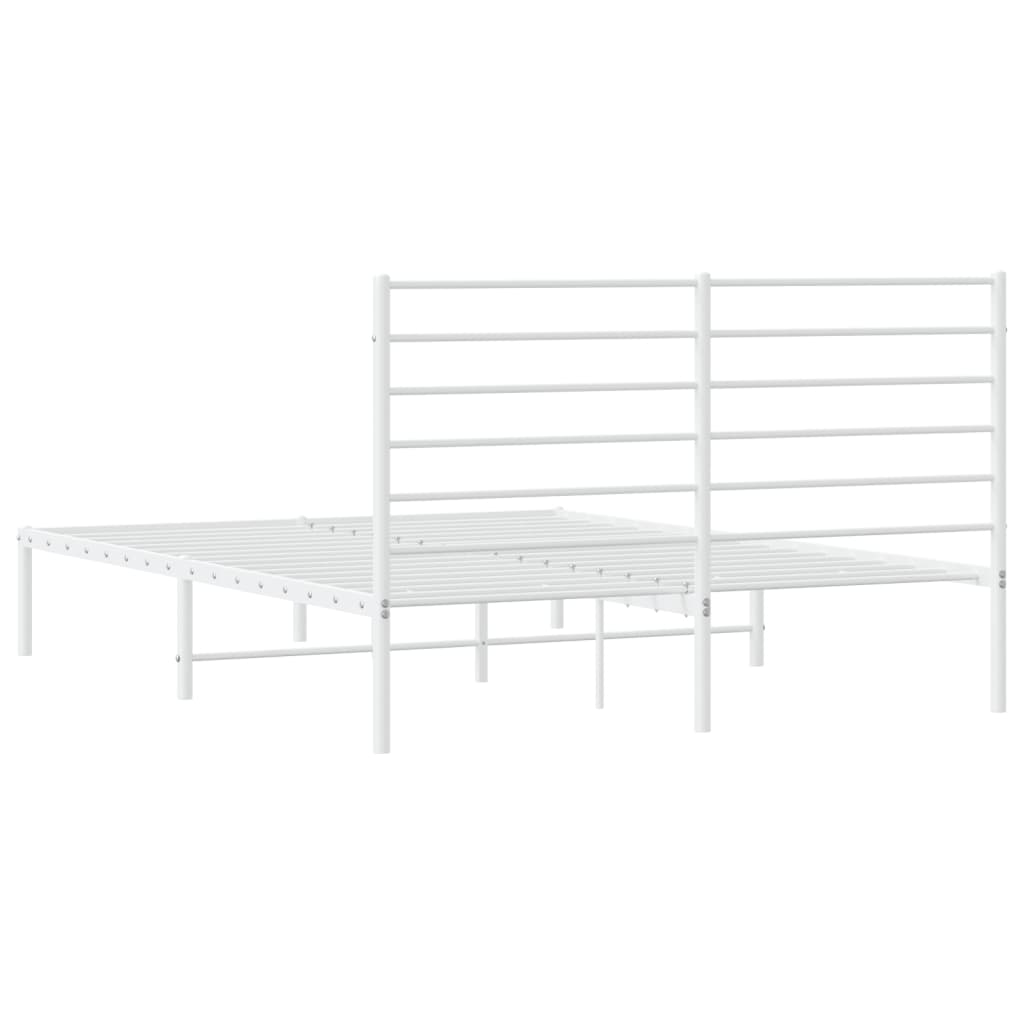 Bedframe Metaal 140 x 200 cm Wit met hoofdbord