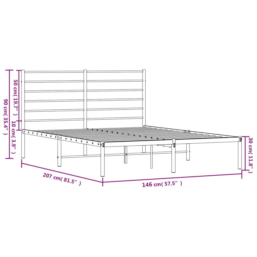 Bedframe Metaal 140 x 200 cm Wit met hoofdbord