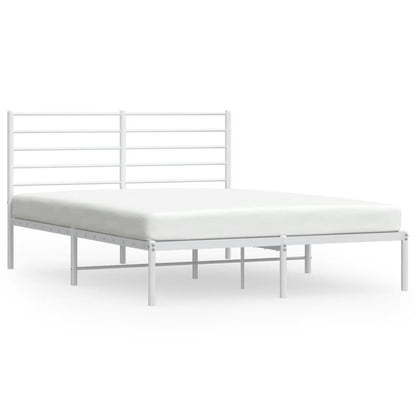 Bedframe Metaal 150 x 200 cm Wit met hoofdbord