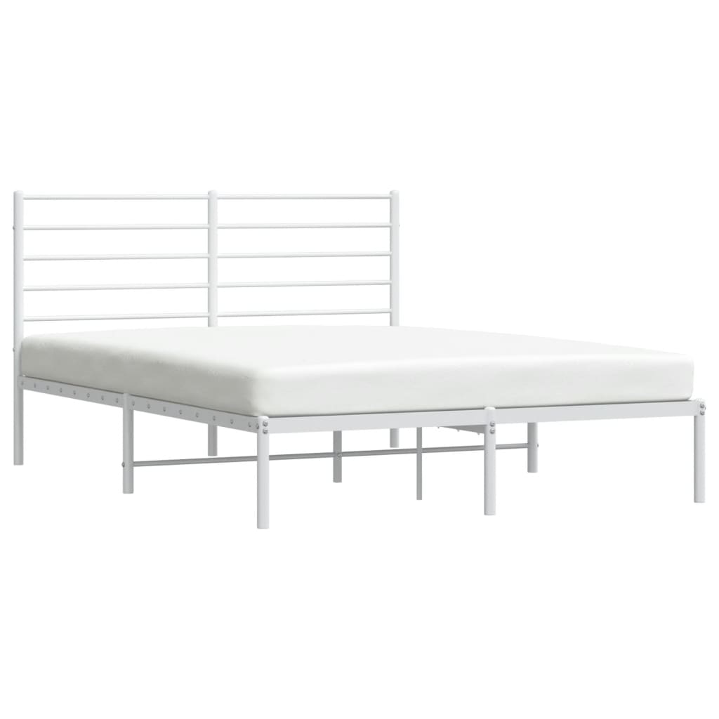 Bedframe Metaal 150 x 200 cm Wit met hoofdbord