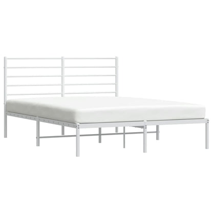 Bedframe Metaal 150 x 200 cm Wit met hoofdbord