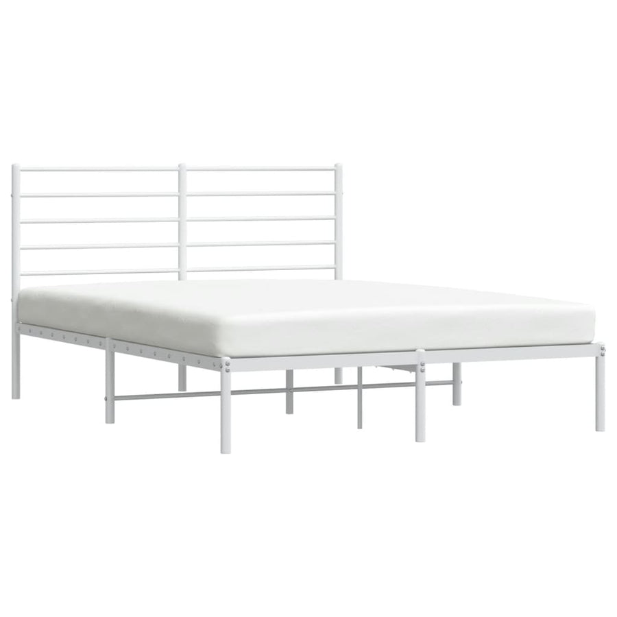 Bedframe Metaal 150 x 200 cm Wit met hoofdbord