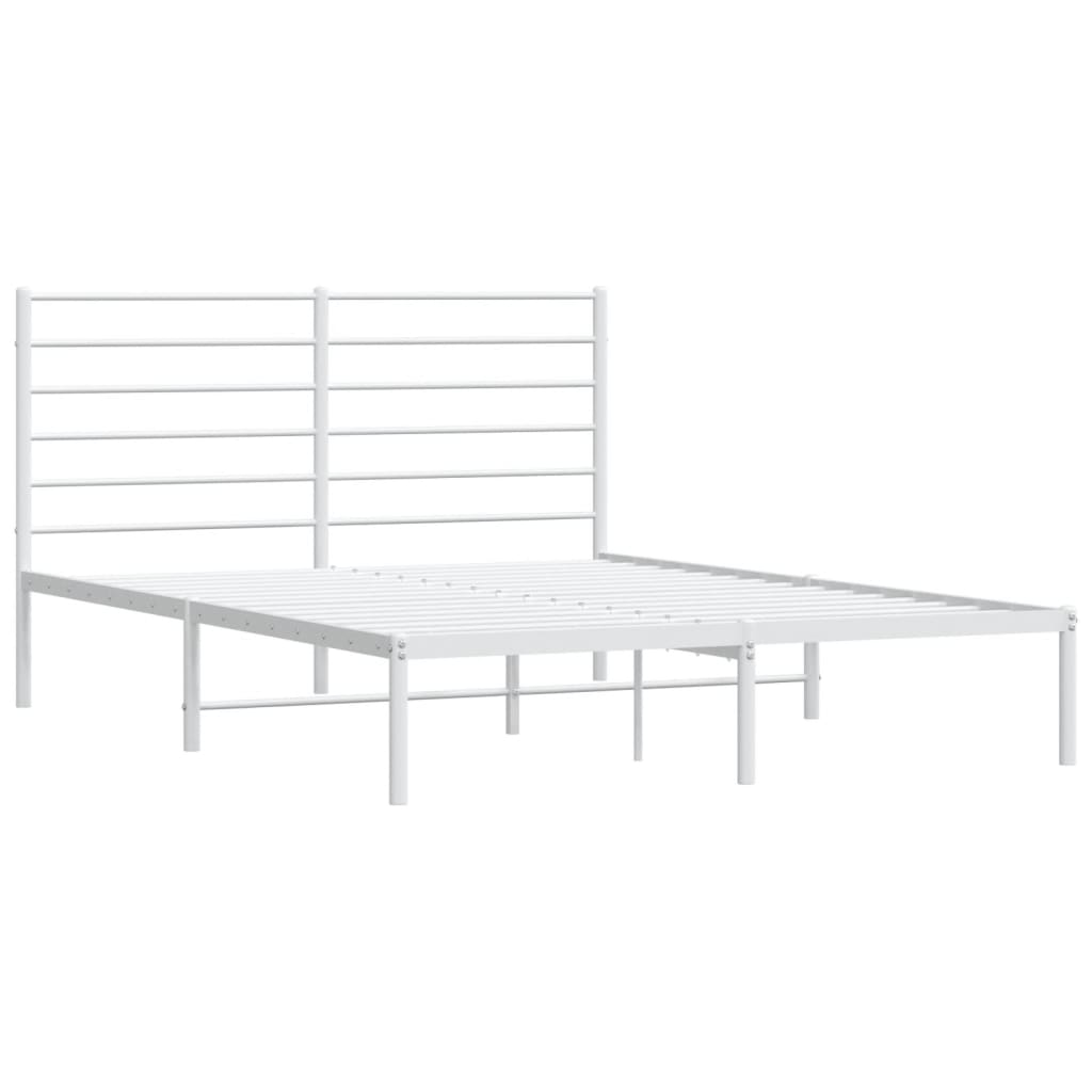 Bedframe Metaal 150 x 200 cm Wit met hoofdbord