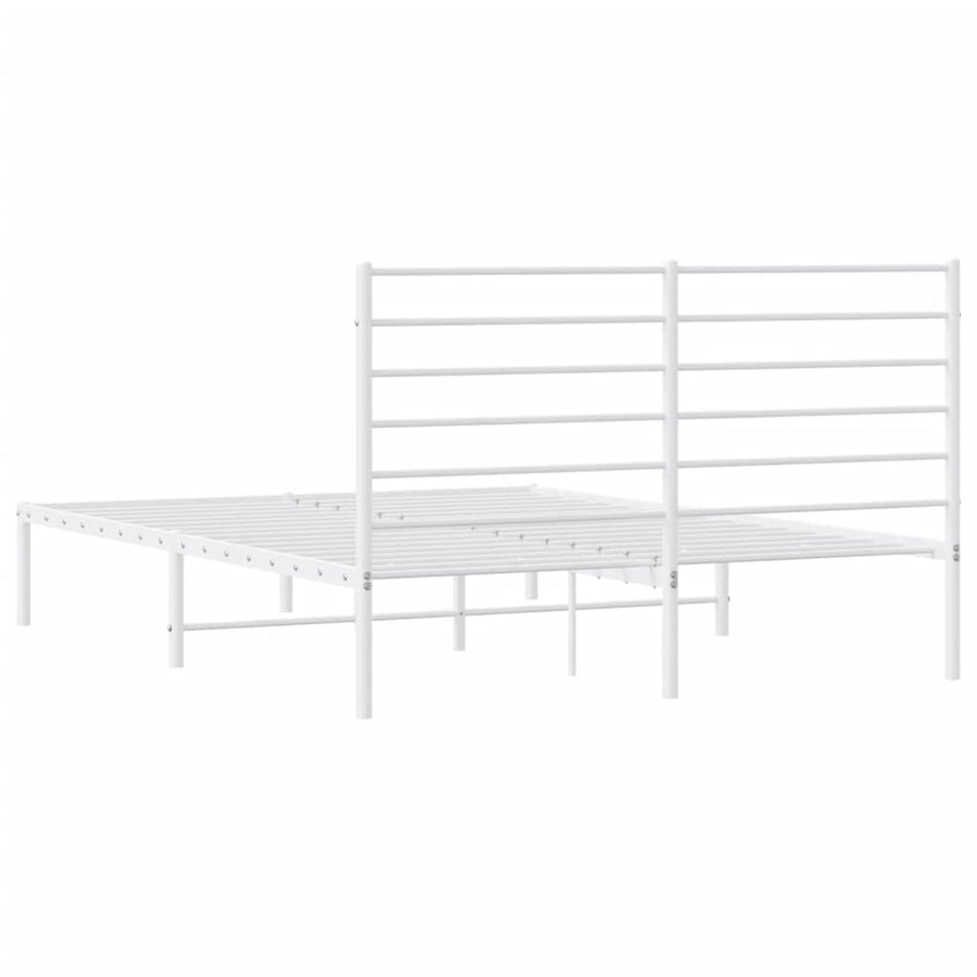 Bedframe Metaal 150 x 200 cm Wit met hoofdbord
