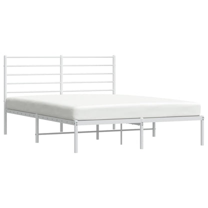 Bedframe Metaal 160 x 200 cm Wit met hoofdbord