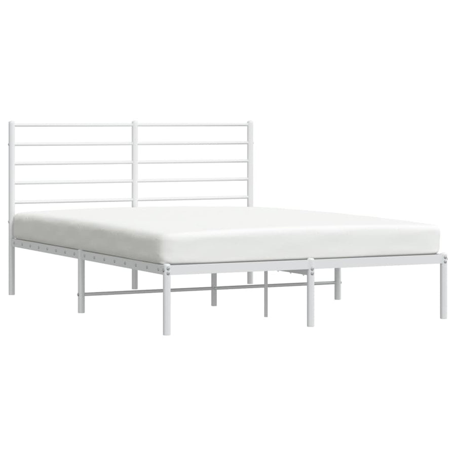 Bedframe Metaal 160 x 200 cm Wit met hoofdbord