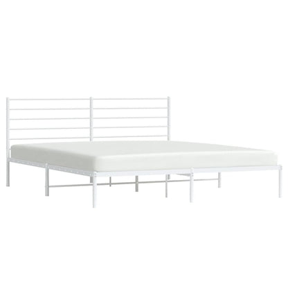 Bedframe Metaal 180 x 200 cm Wit met hoofdbord