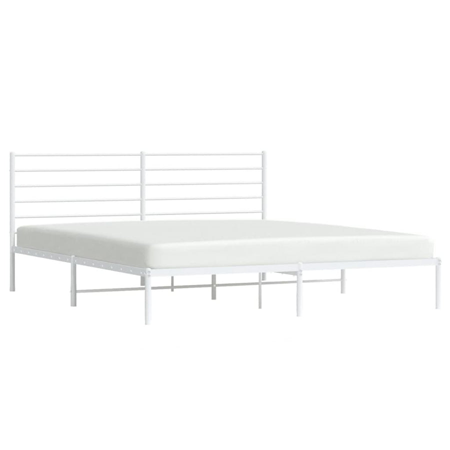 Bedframe Metaal 180 x 200 cm Wit met hoofdbord