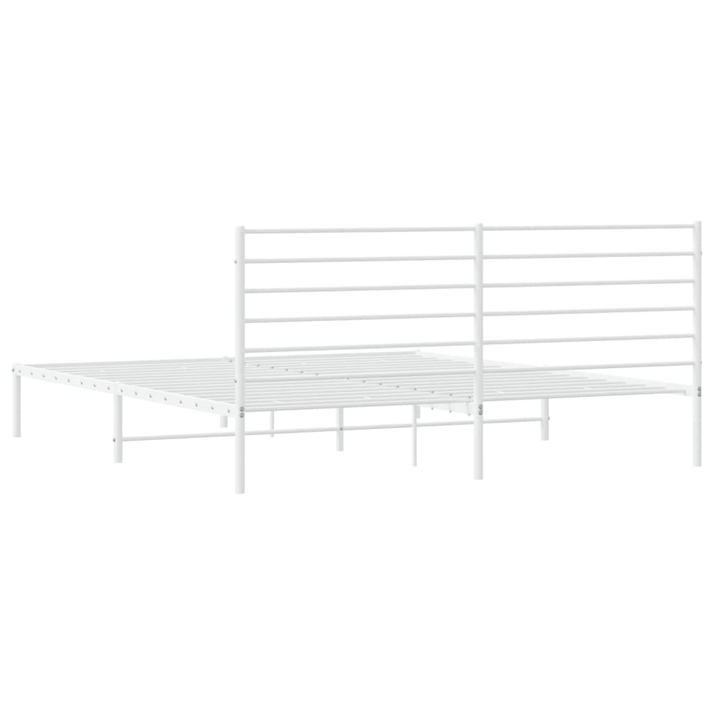 Bedframe Metaal 180 x 200 cm Wit met hoofdbord