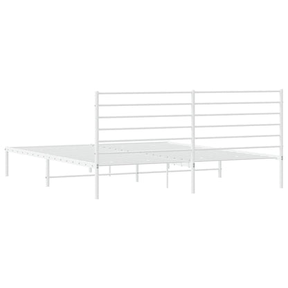 Bedframe Metaal 180 x 200 cm Wit met hoofdbord