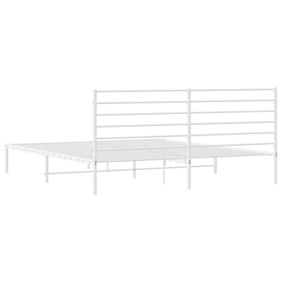Bedframe Metaal 180 x 200 cm Wit met hoofdbord