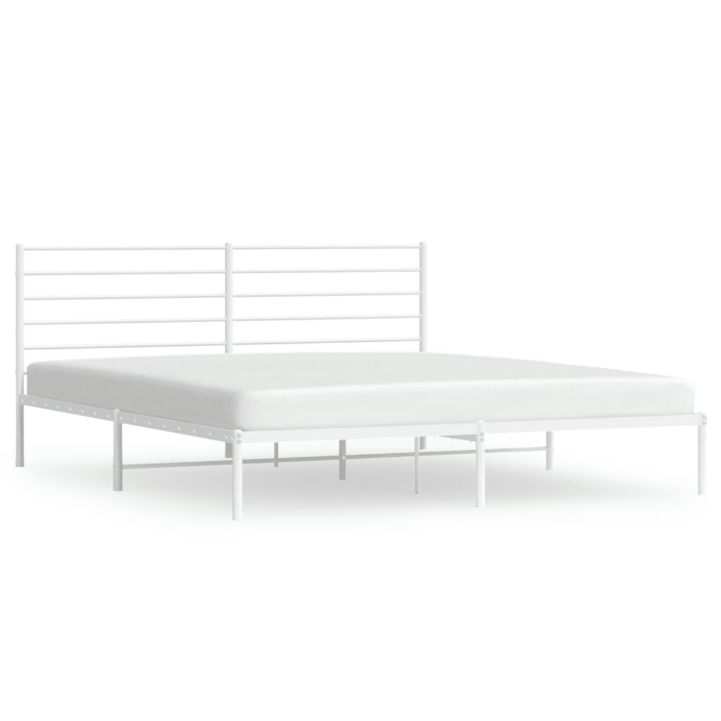 Bedframe Metaal 183 x 213 cm Wit met hoofdbord