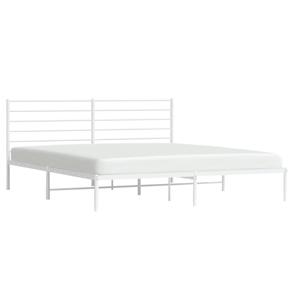 Bedframe Metaal 183 x 213 cm Wit met hoofdbord