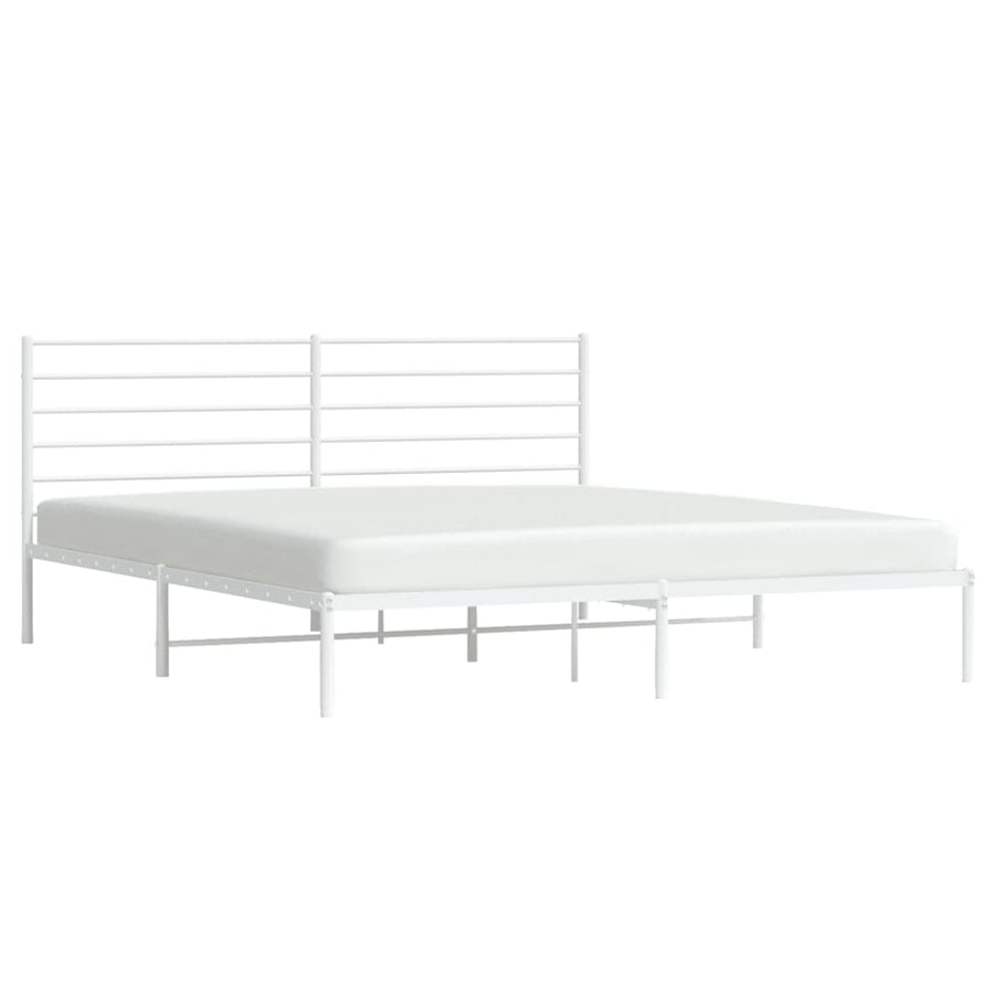 Bedframe Metaal 183 x 213 cm Wit met hoofdbord