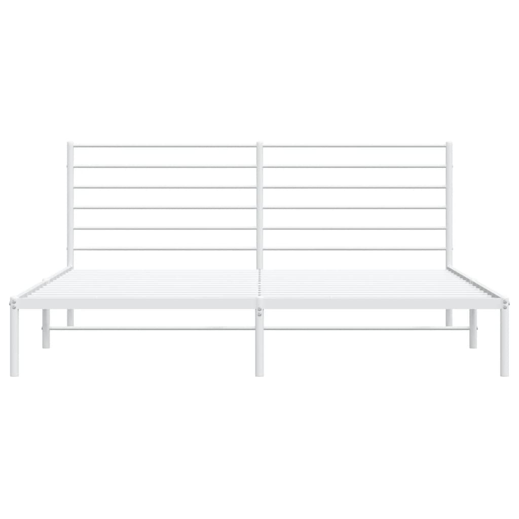 Bedframe Metaal 183 x 213 cm Wit met hoofdbord