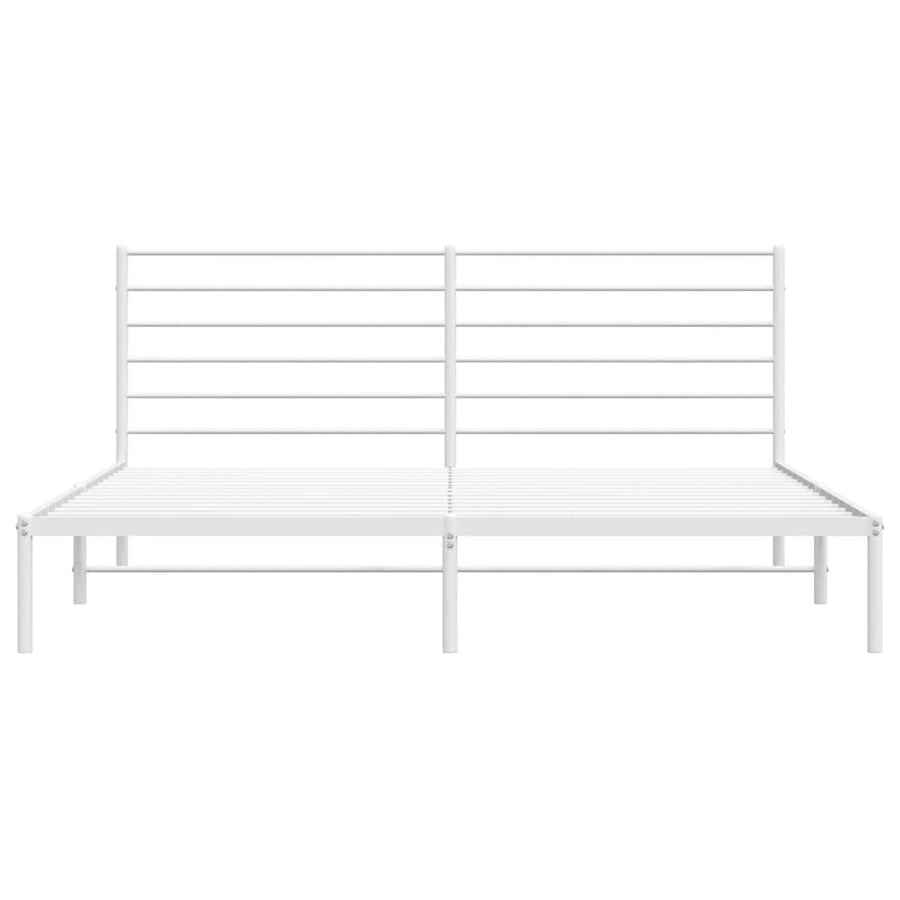 Bedframe Metaal 183 x 213 cm Wit met hoofdbord