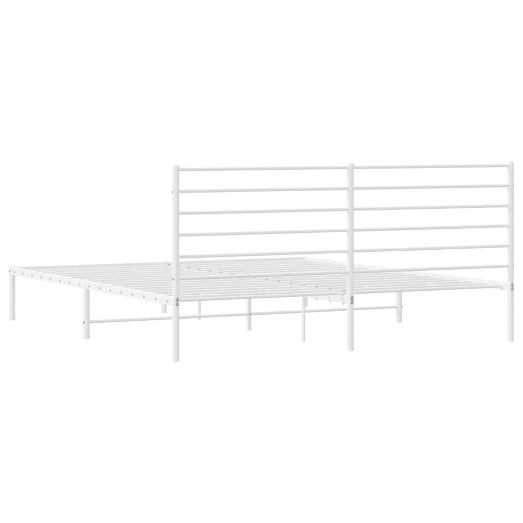 Bedframe Metaal 183 x 213 cm Wit met hoofdbord