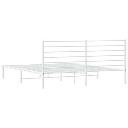 Bedframe Metaal 183 x 213 cm Wit met hoofdbord