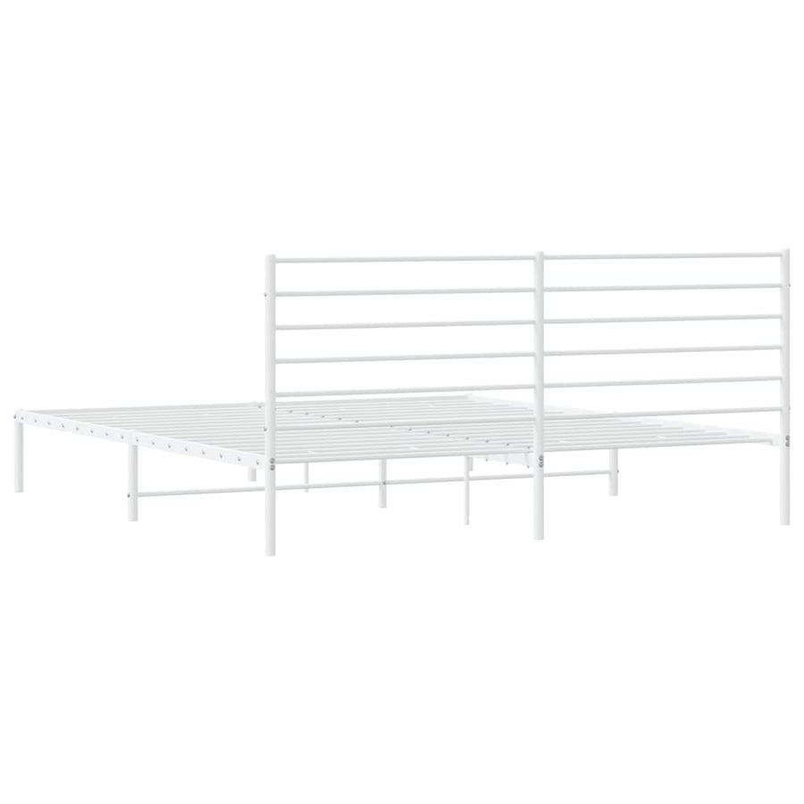 Bedframe Metaal 183 x 213 cm Wit met hoofdbord