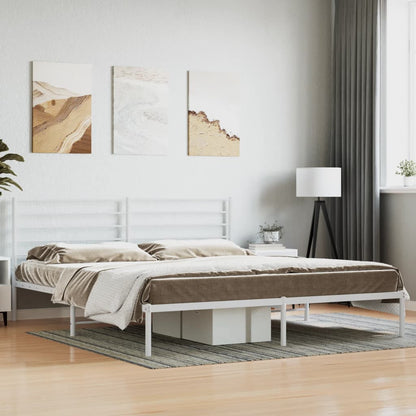 Bedframe Metaal 183 x 213 cm Wit met hoofdbord